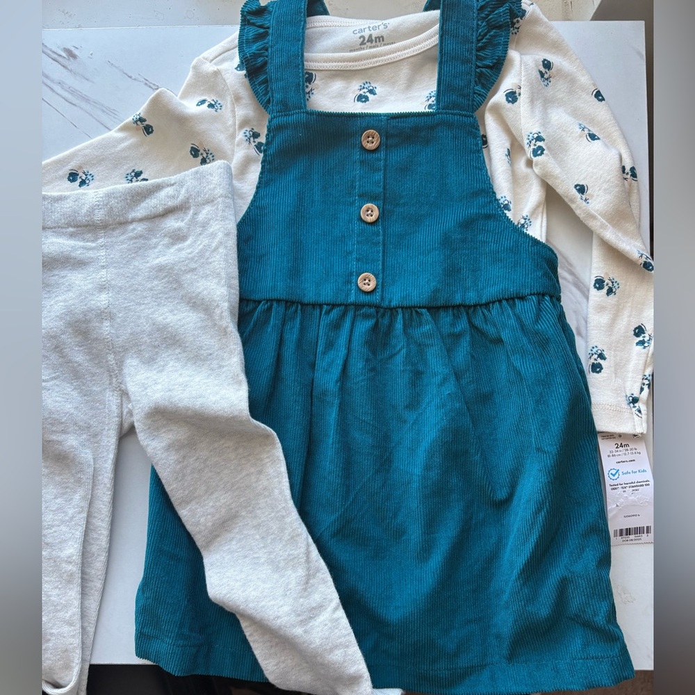Carter's Teal Corduroy Pinafore Dress